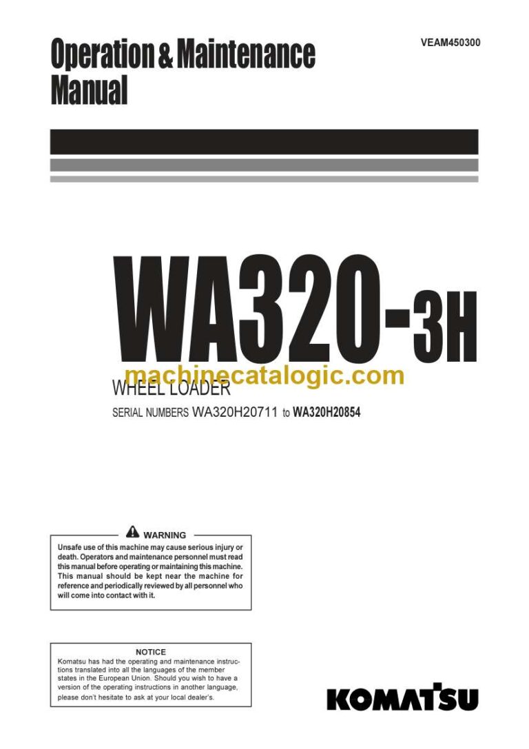 Komatsu WA320-3H Wheel Loader Operation and Maintenance Manual (VEAM450300)
