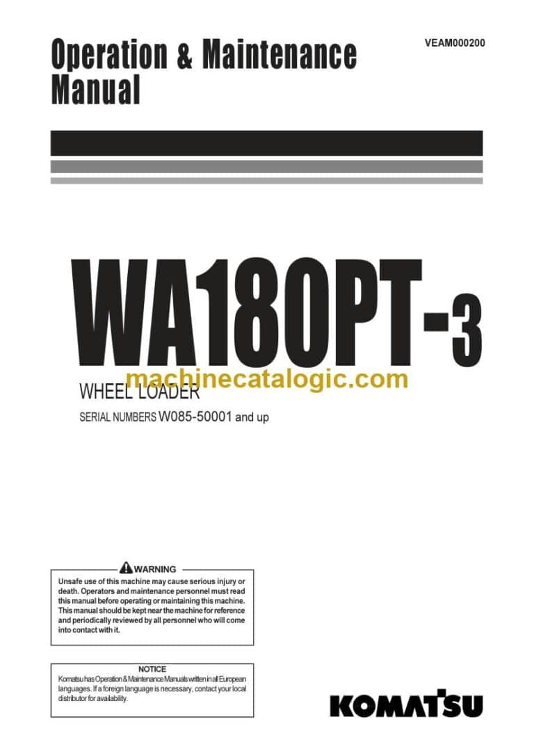 Komatsu WA180PT-3 Operation and Maintenance Manual (VEAM000200)