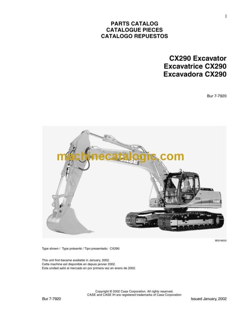 Case CX290 Excavator Parts Catalog (7-7920)