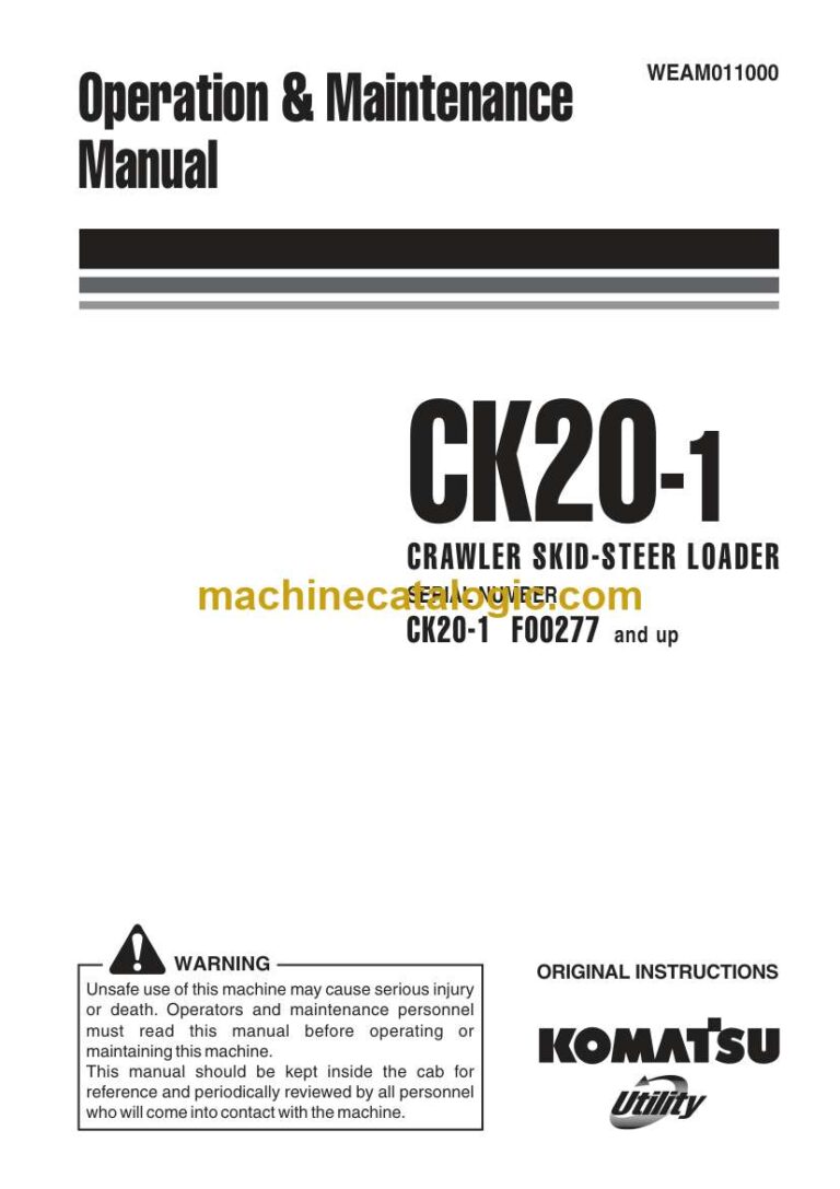 Komatsu CK20-1 Crawler Skid Steer Loader Operation and Maintenance Manual (WEAM011000)