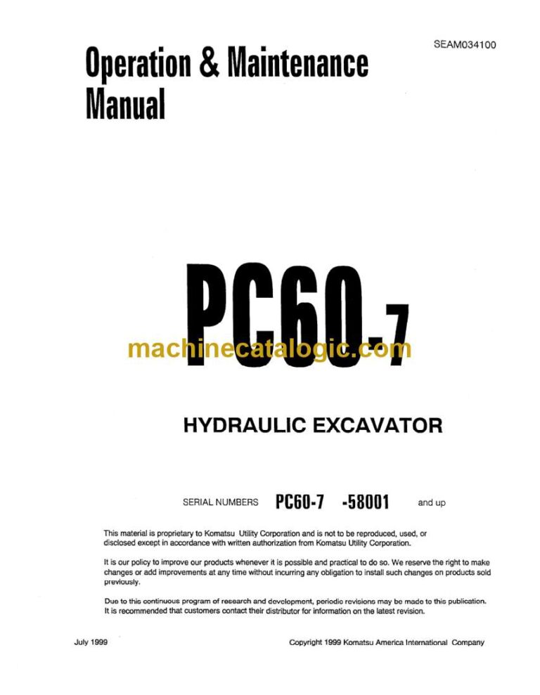 Komatsu PC60-7 Hydraulic Excavator Operation and Maintenance Manual (SEAD034100)