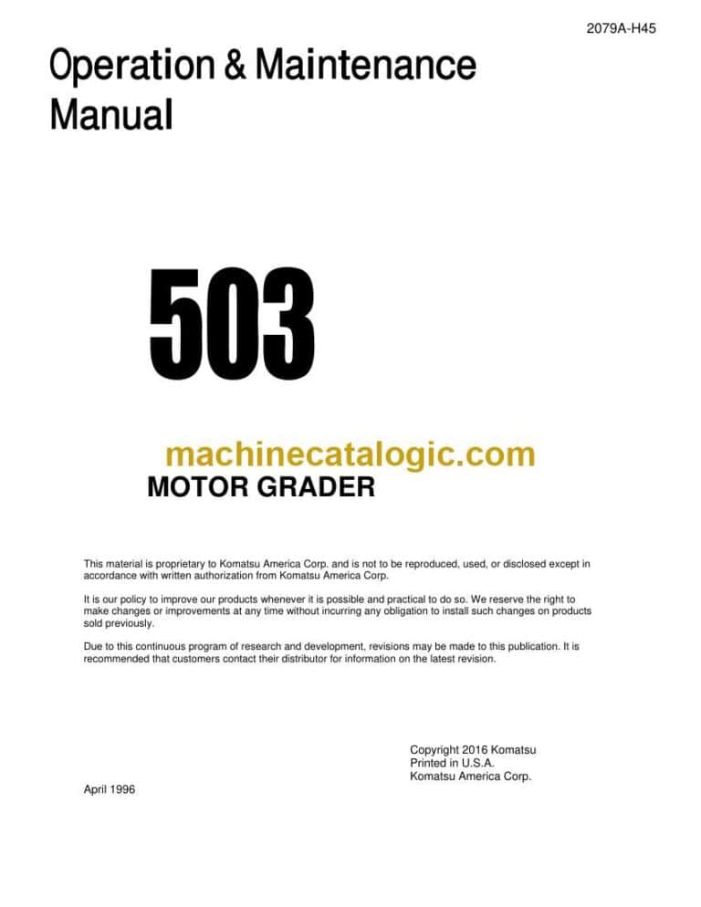 Komatsu 503 Motor Grader Operation and Maintenance Manual (2079A-H45)