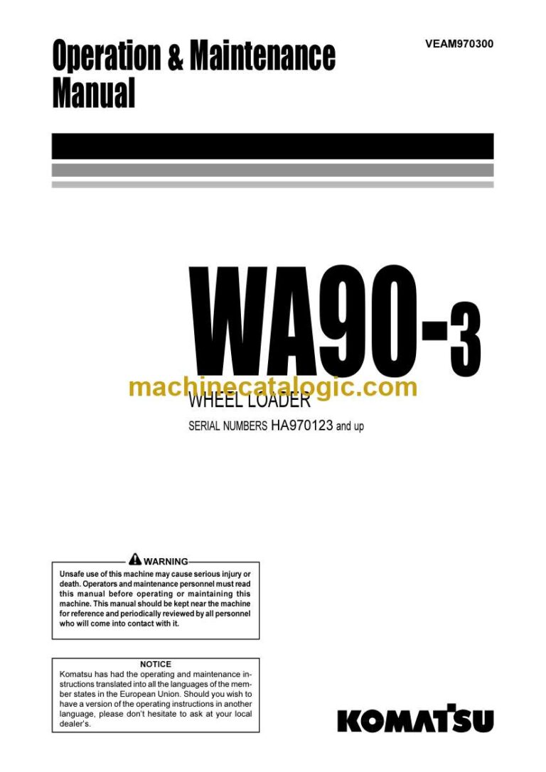 Komatsu WA90-3 Operation and Maintenance Manual (VEAM970300)