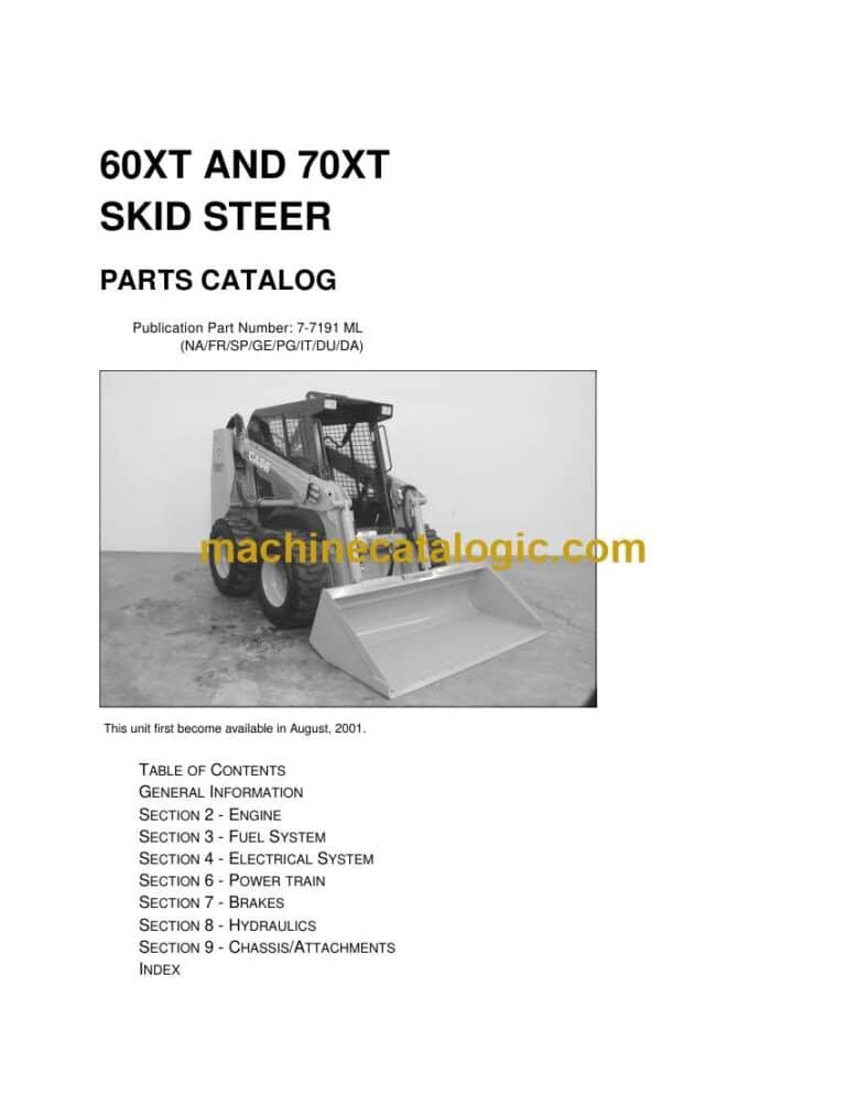Case 60XT, 70XT Skid Steer Parts Catalog (7-7191ml)