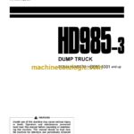 Komatsu HD985-3 Dump Truck Operation and Maintenance Manual (SEAM005300)