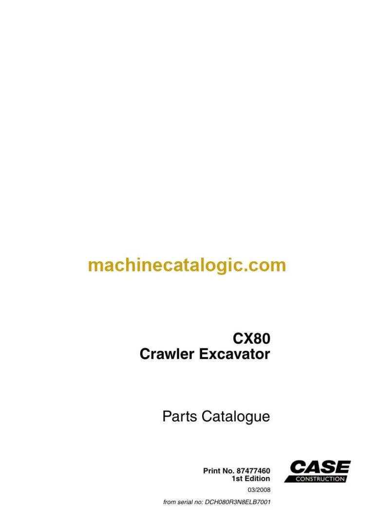 Case CX80 Crawler Excavator Parts Catalog (87477460_int_A4N)