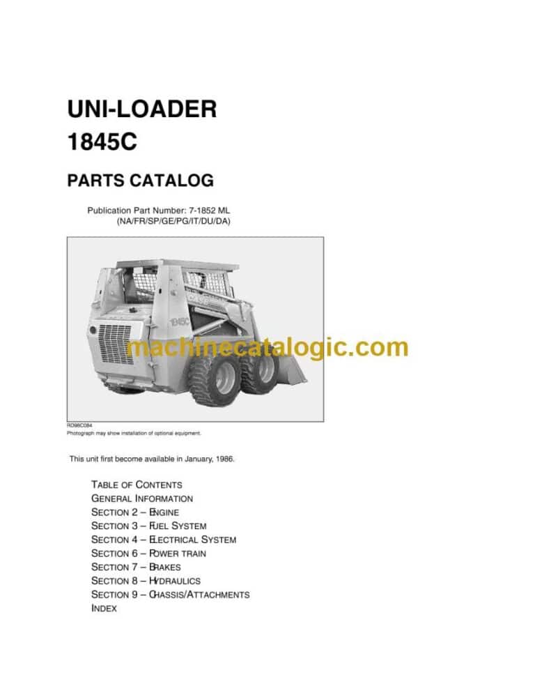 Case 1845C Uni Loader Parts Catalog (7-1852ML)