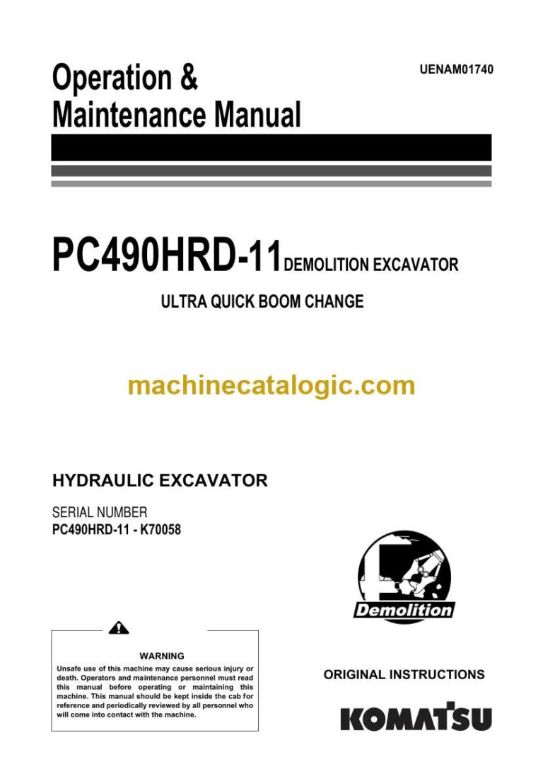 Komatsu PC490HRD-11D Hydraulic Excavator Operation and Maintenance Manual (UENAM01740)