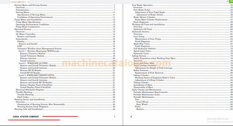 Hyster service and parts Manual new models