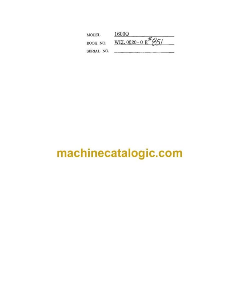 Link Belt 1600Q Quantum Excavator Shop Manual