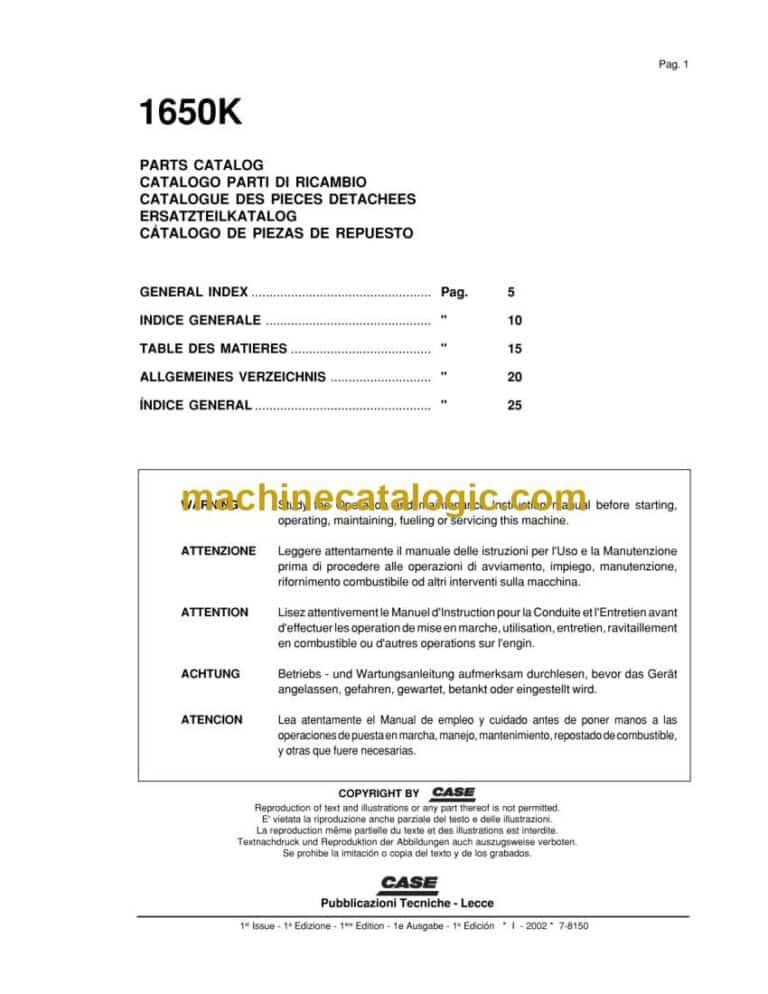 Case 1650K Dozer Parts Catalog (7-8150)