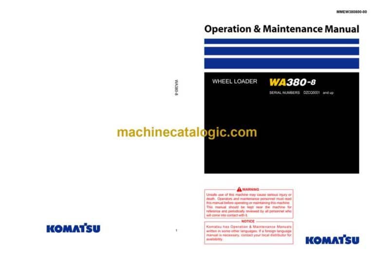 Komatsu WA380-8 Wheel Loader Operation and Maintenance Manual (MMEW380800-00)