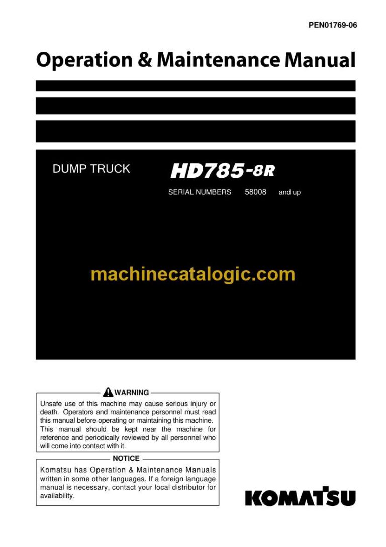 Komatsu HD785-8R Dump Truck Operation and Maintenance Manual (PEN01769-06)