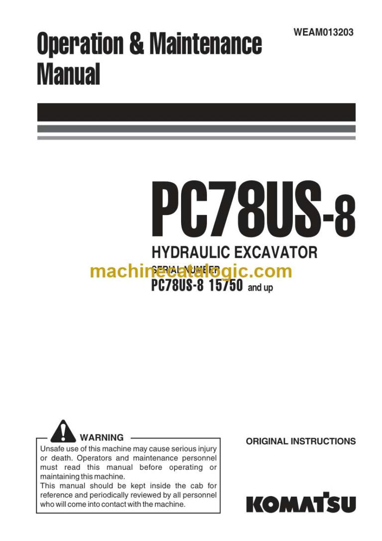 Komatsu PC78US-8 Hydraulic Excavator Operation and Maintenance Manual (WEAM013203)