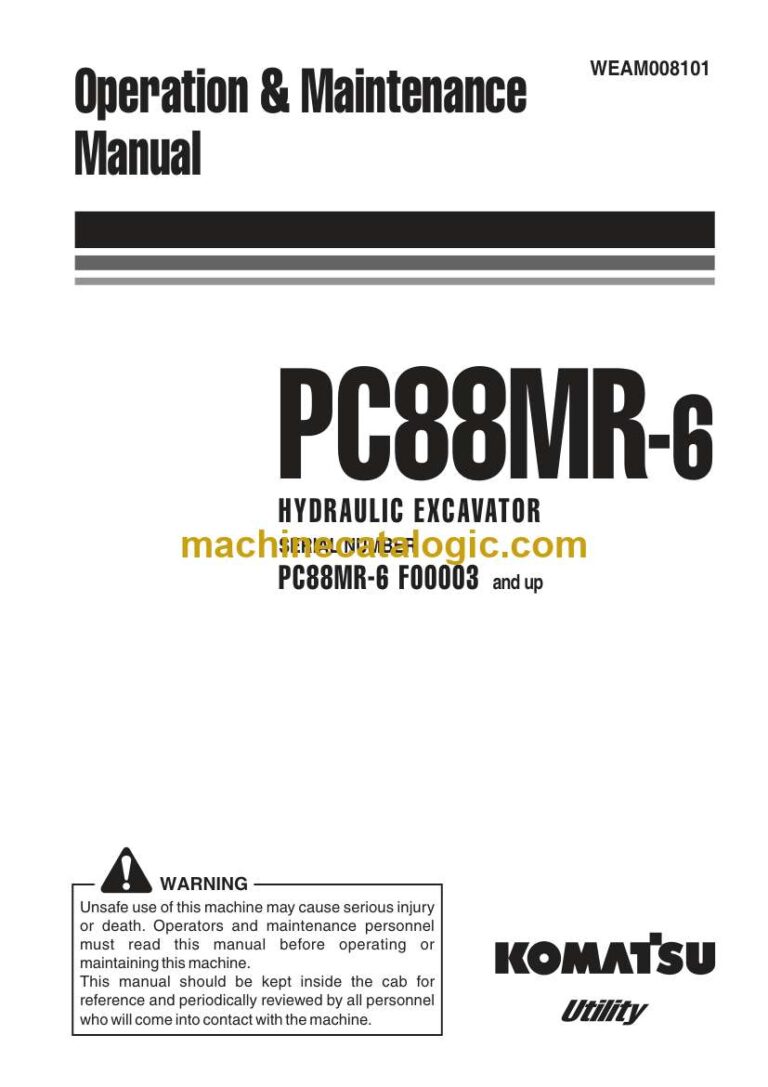 Komatsu PC88MR-6 Hydraulic Excavator Operation and Maintenance Manual (WEAM008101)