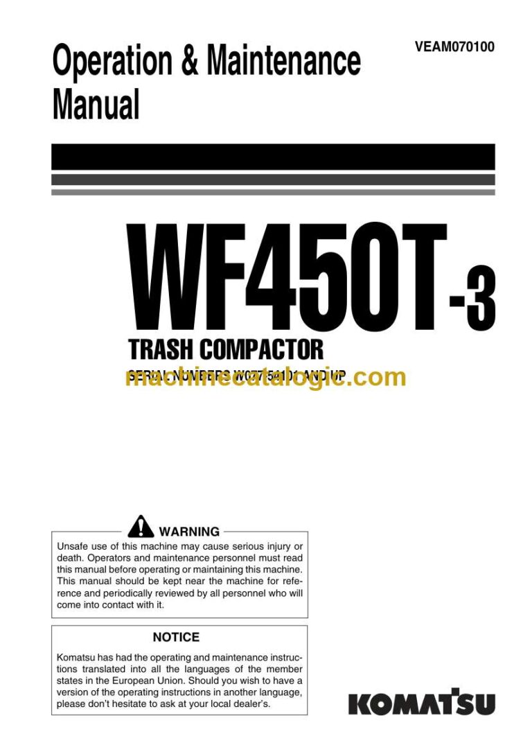 Komatsu WF450T-3 Compactor Operation and Maintenance Manual (VEAM070100)