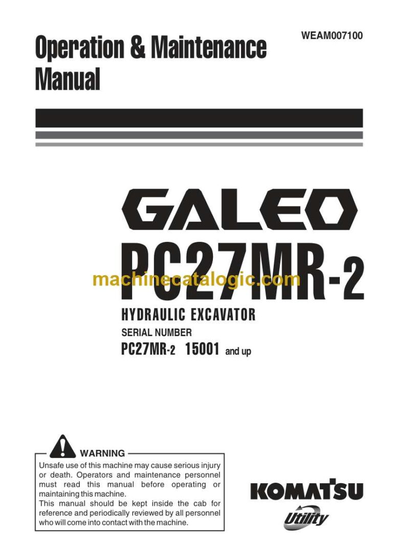 Komatsu PC27MR-2 Hydraulic Excavator Operation and Maintenance Manual (WEAM007100)