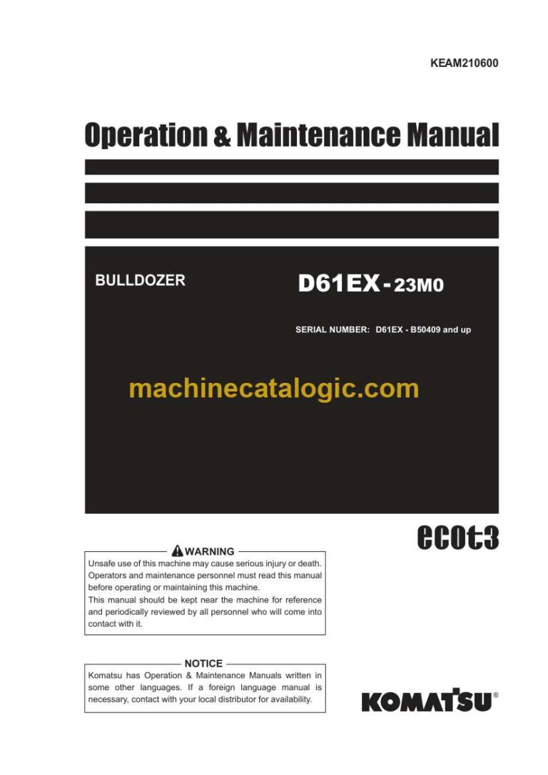 Komatsu D61EX-23M0 Bulldozer Operation and Maintenance Manual (KEAM210600)