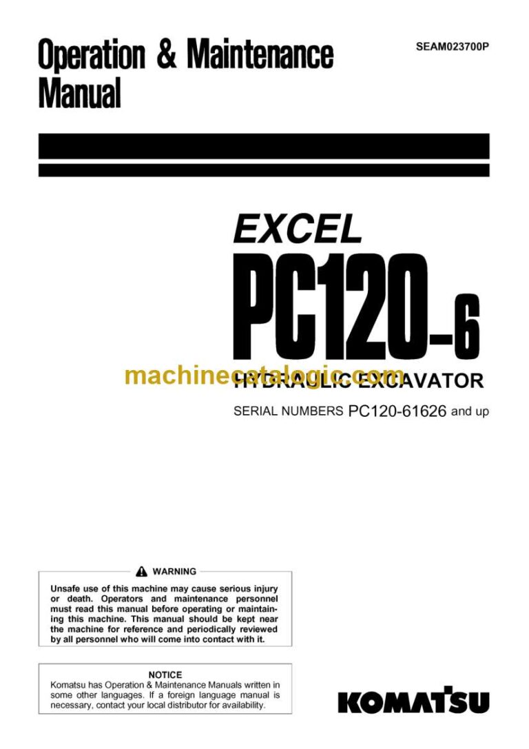 Komatsu PC120-6 Hydraulic Excavator Operation and Maintenance Manual (SEAM023700P)