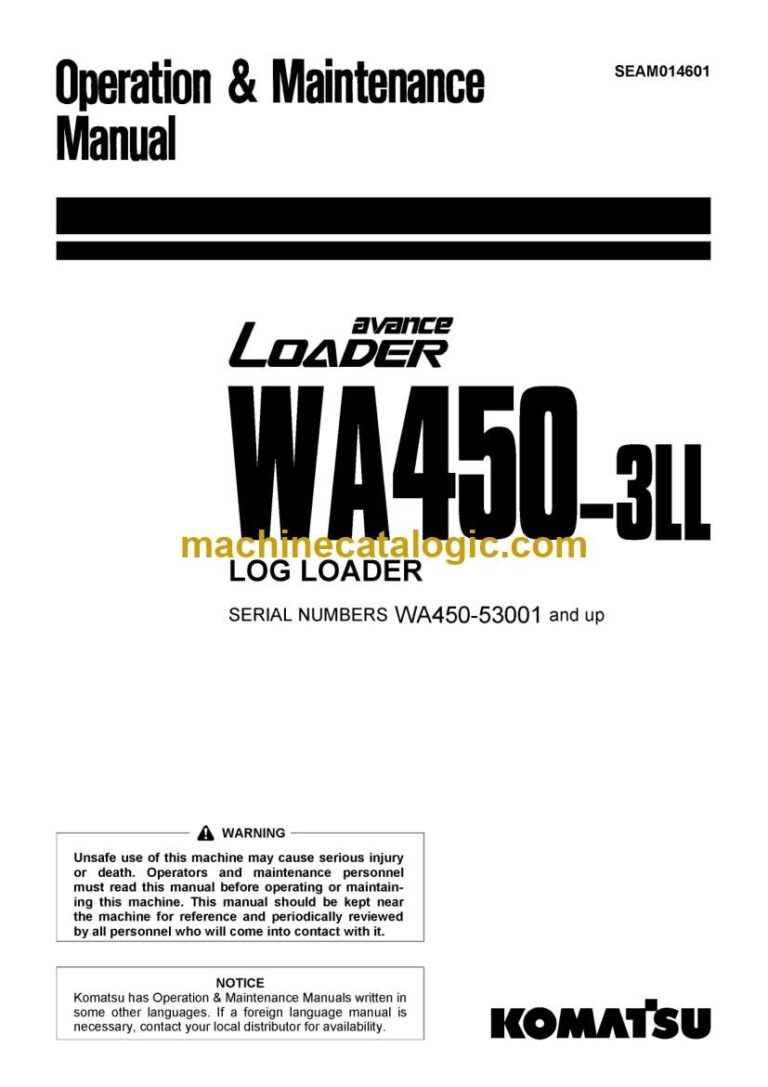 Komatsu WA450-3LL Log Loader Operation and Maintenance Manual (SEAM014601)