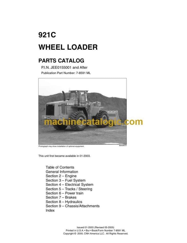 Case 921C Wheel Loader Parts Catalog (7-8591ML)