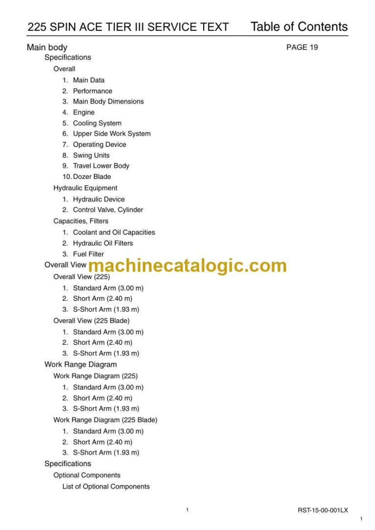 Link Belt 225 Spin Ace Tier3 Excavator Service Text Manual