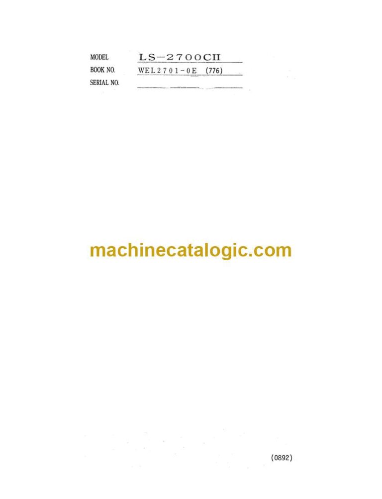 Link Belt LS2700 C Series 2 Excavator Shop Manual