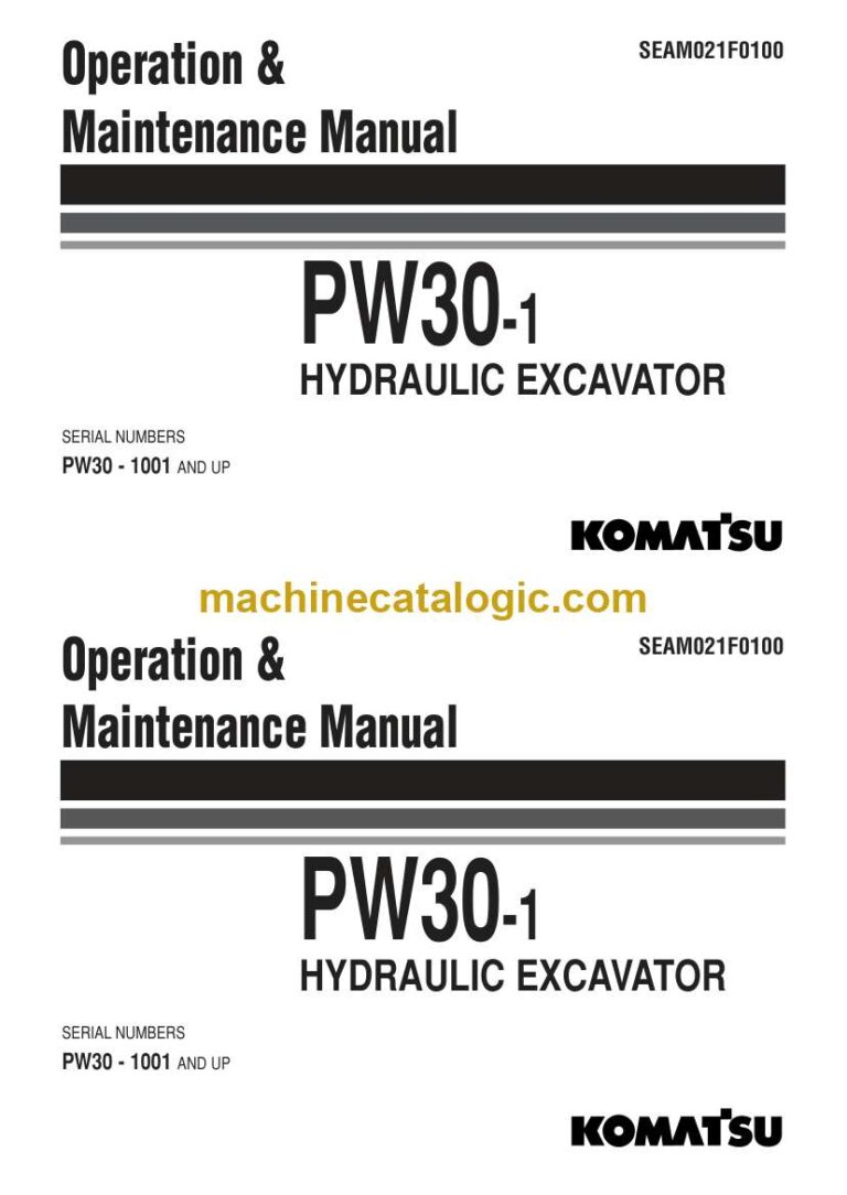 Komatsu PW30-1 Hydraulic Excavator Operation and Maintenance Manual (SEAM021F0100)