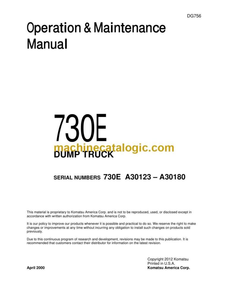 Komatsu 730E Dump Truck Operation and Maintenance Manual (DG756)