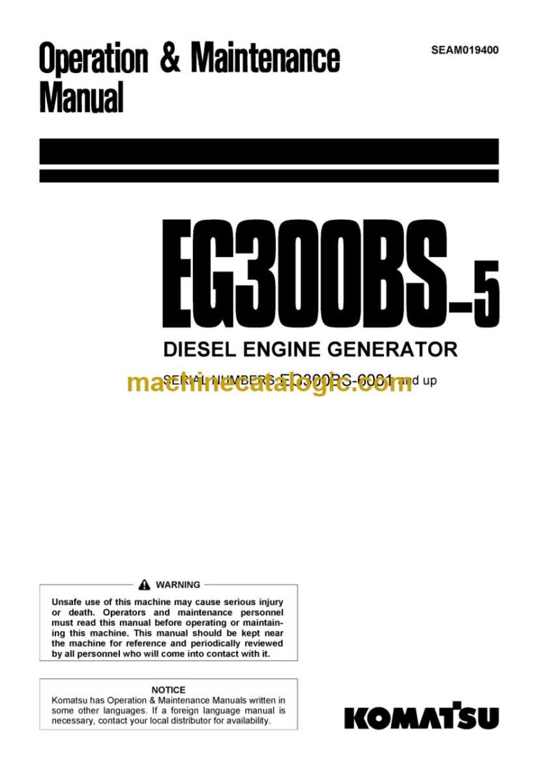 Komatsu EG300BS-5 Diesel Engine Generator Operation and Maintenance Manual (SEAM019400)