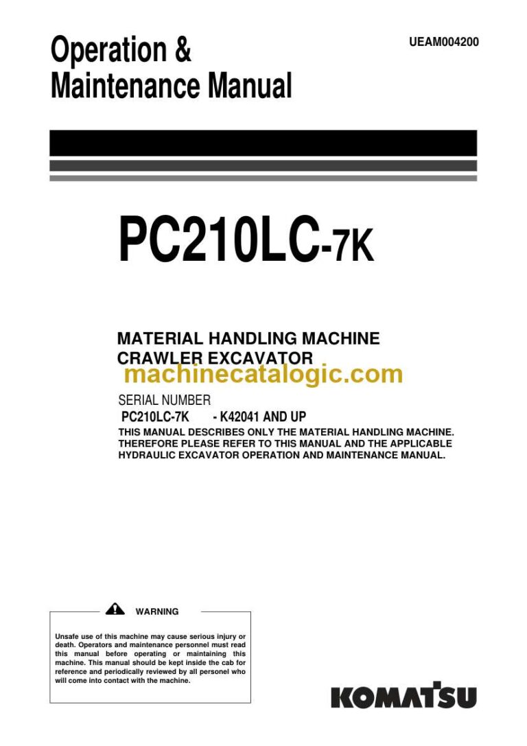 Komatsu PC210LC-7K Crawler Excavator Operation and Maintenance Manual (UEAM004200)