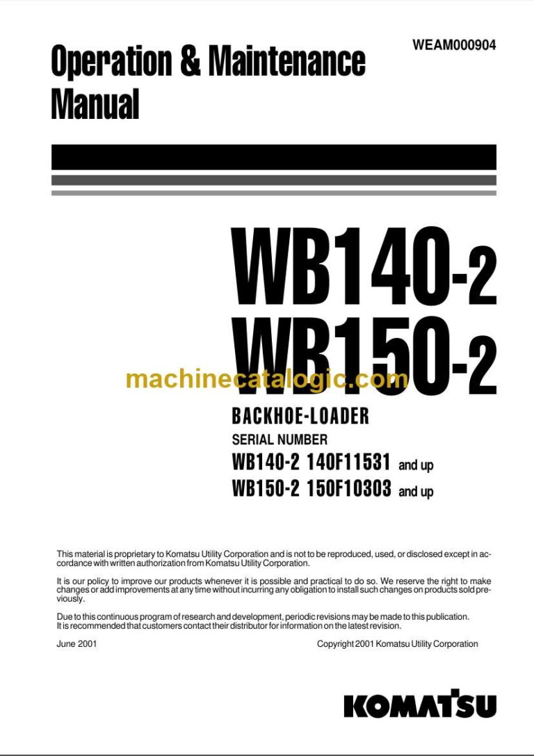 Komatsu WB140-2, WB150-2 Backhoe Loader Operation and Maintenance Manual (WEAD000904)