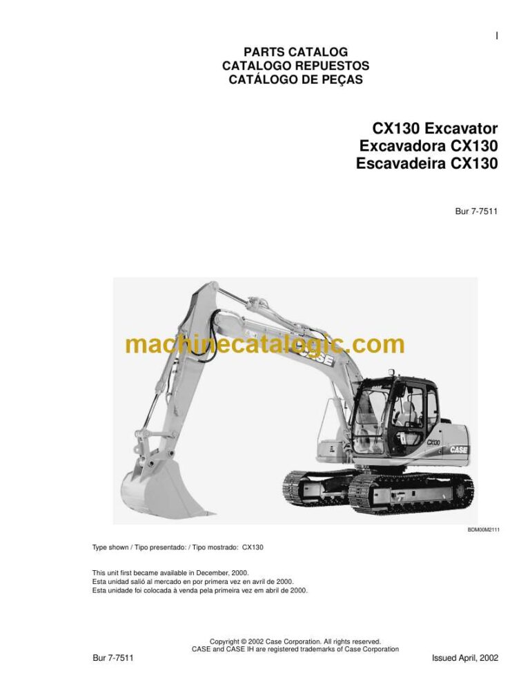 Case CX130 Excavator Parts Catalog (7-7511)