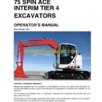 Link Belt 75 Spin Ace Interim Tier 4 Excavator Operators Manual