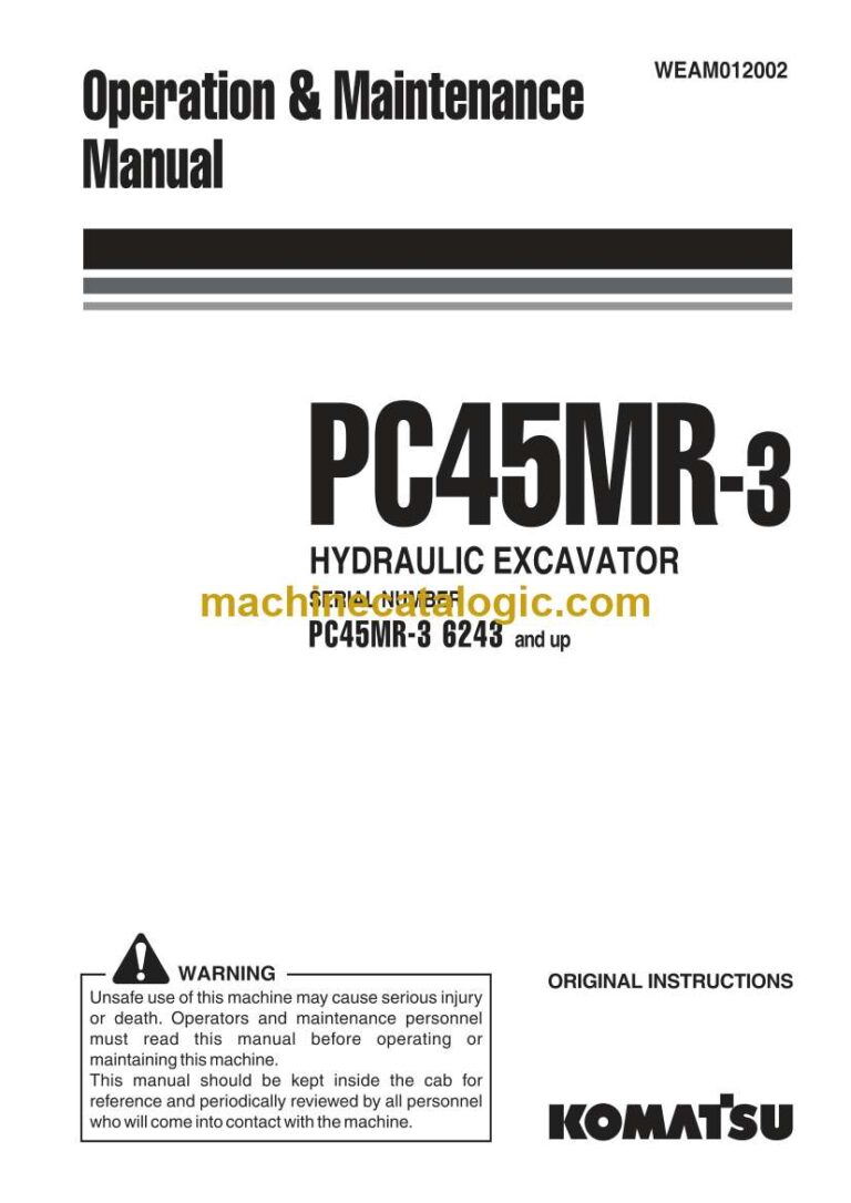 Komatsu PC45MR-3 Hydraulic Excavator Operation and Maintenance Manual (WEAM012002)
