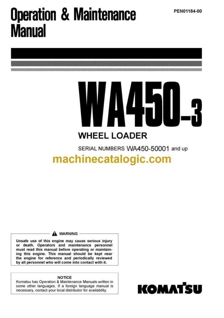 Komatsu WA450-3 Wheel Loader Operation and Maintenance Manual (PEN01184-00)