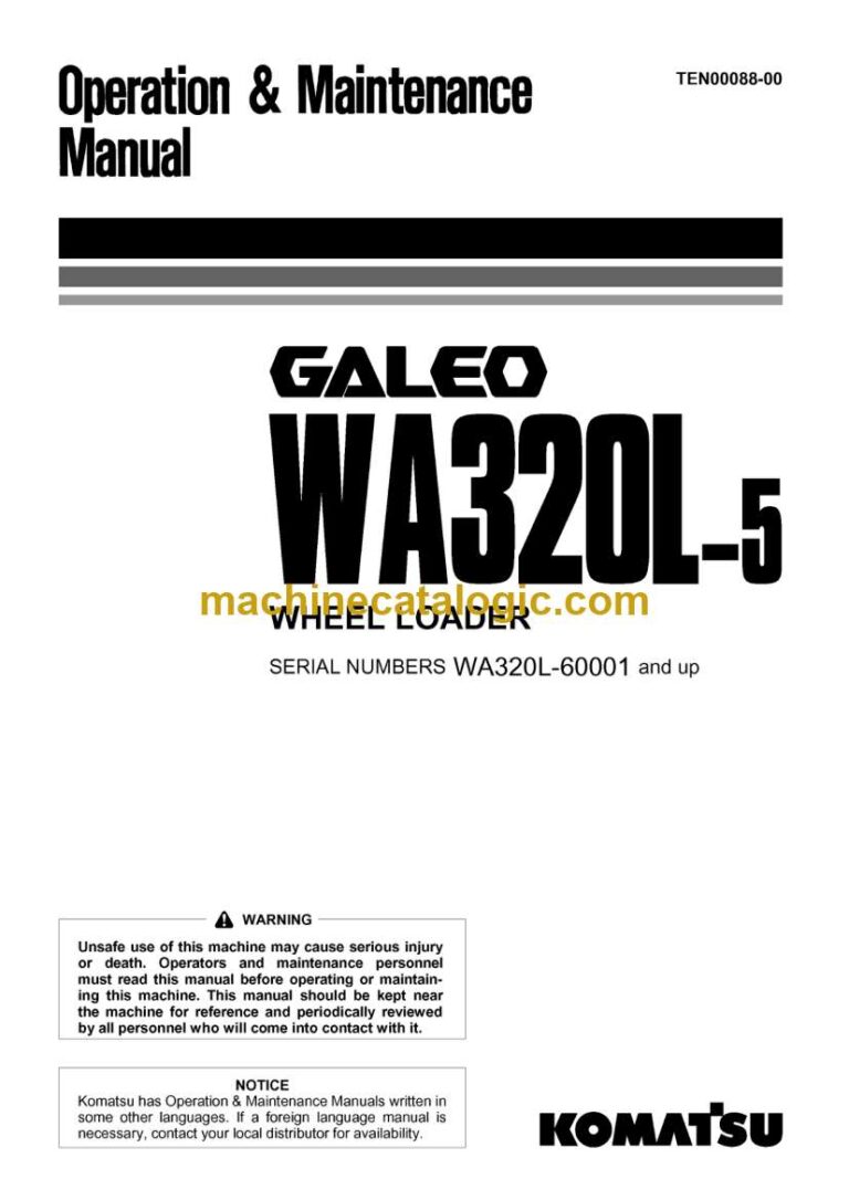 Komatsu WA320L-5 Wheel Loader Operation and Maintenance Manual (TEN00088-00)