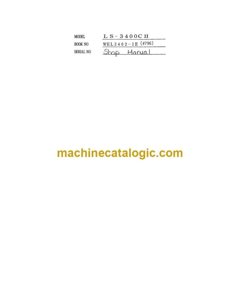 Link Belt LS3400 C Series 2 Excavator Shop Manual