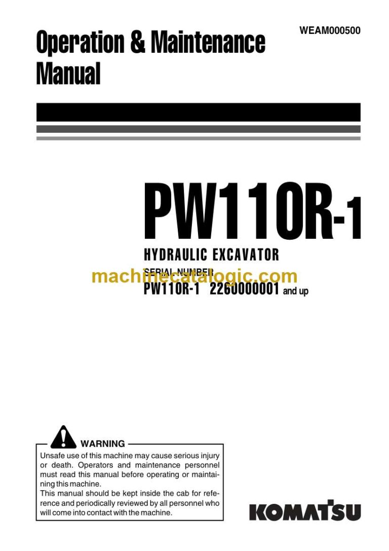 Komatsu PW110R-1 Hydraulic Excavator Operation and Maintenance Manual (WEAM000500)