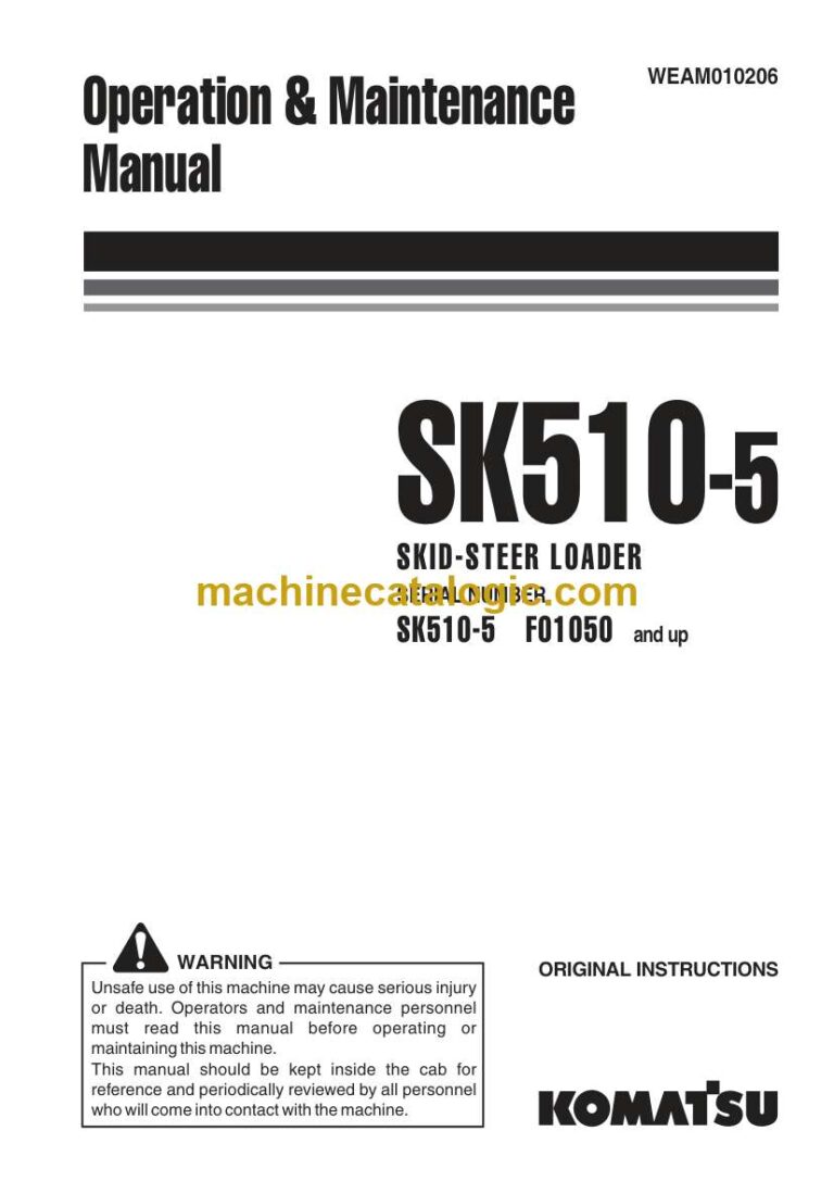 Komatsu SK510-5 Skid Steer Loader Operation and Maintenance Manual (WEAM010206)
