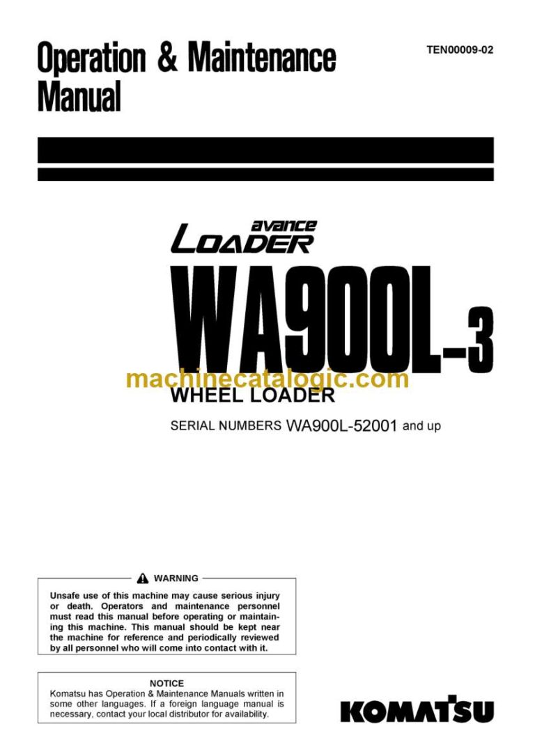 Komatsu WA900L-3 Wheel Loader Operation and Maintenance Manual (TEN00009-02)