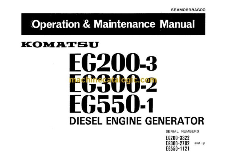 Komatsu EG200-3, EG300-2, EG550-1 Diesel Engine Generator Operation and Maintenance Manual (SEAM0698AG00)