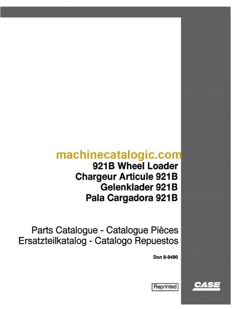 Case 921B Wheel Loader Parts Catalog (8-9490)