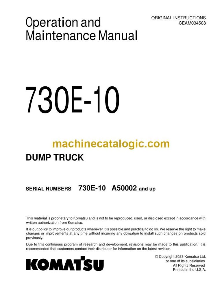 Komatsu 730E-10 Dump Truck Operation and Maintenance Manual (CEAM034508)