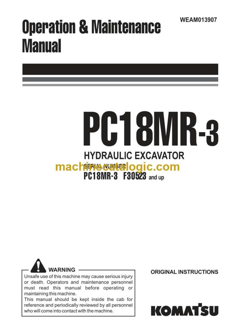 Komatsu PC18MR-3 Hydraulic Excavator Operation and Maintenance Manual (WEAM013907)