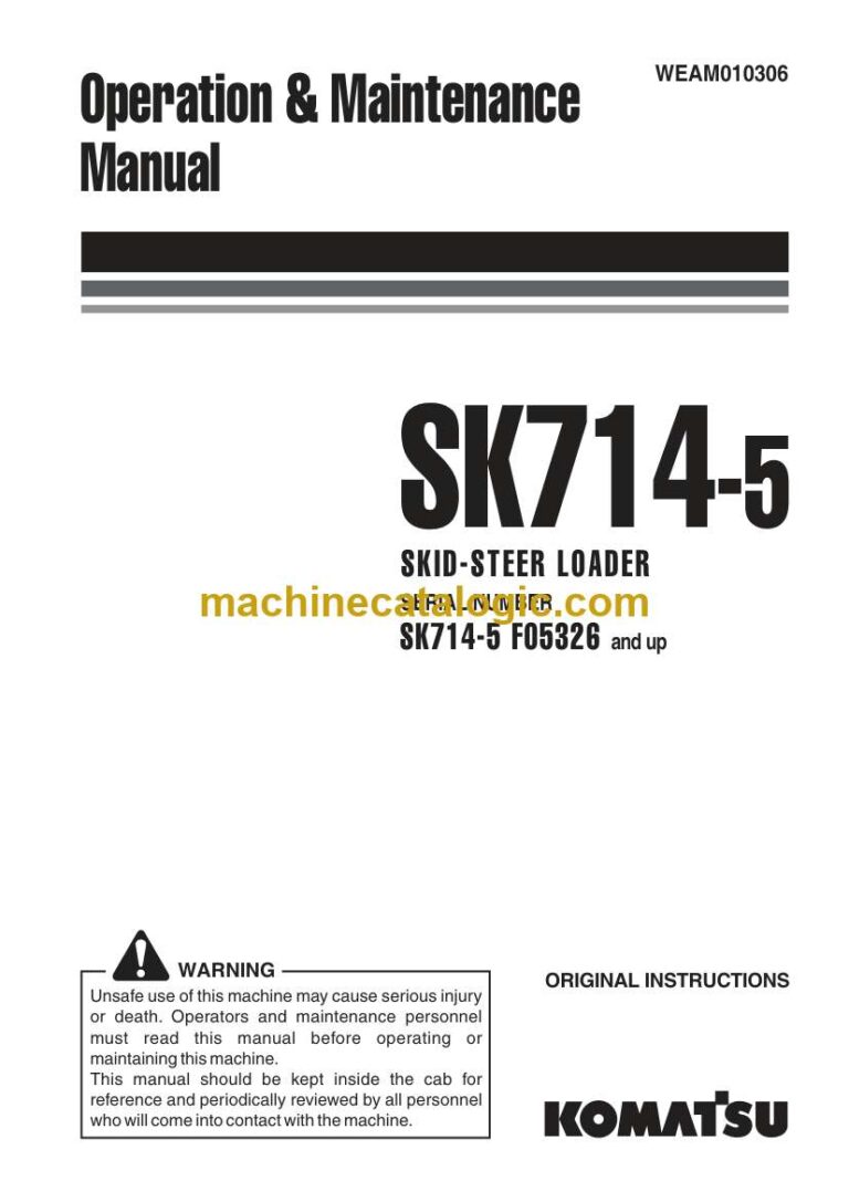 Komatsu SK714-5 Skid Steer Loader Operation and Maintenance Manual (WEAM010306)