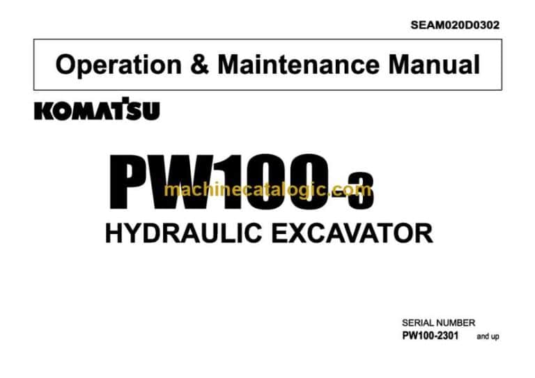 Komatsu PW100-3 Hydraulic Excavator Operation and Maintenance Manual (SEAM020D0302)