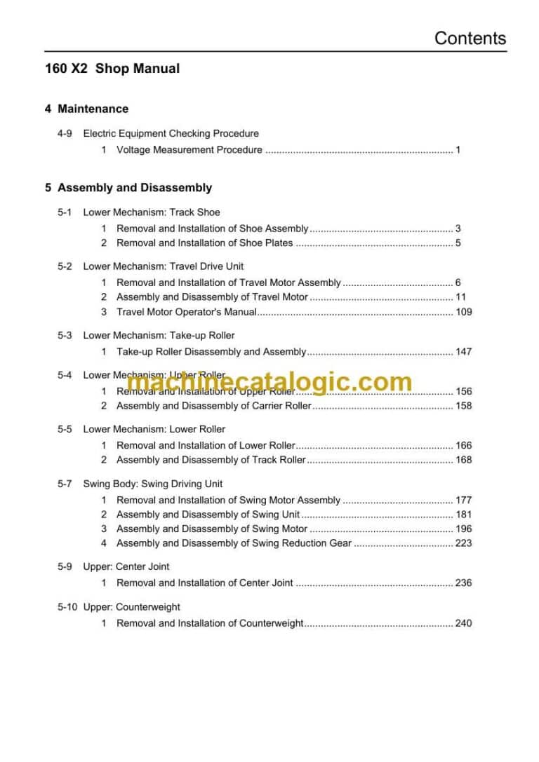 Link Belt 160X2 Excavator Shop Manual