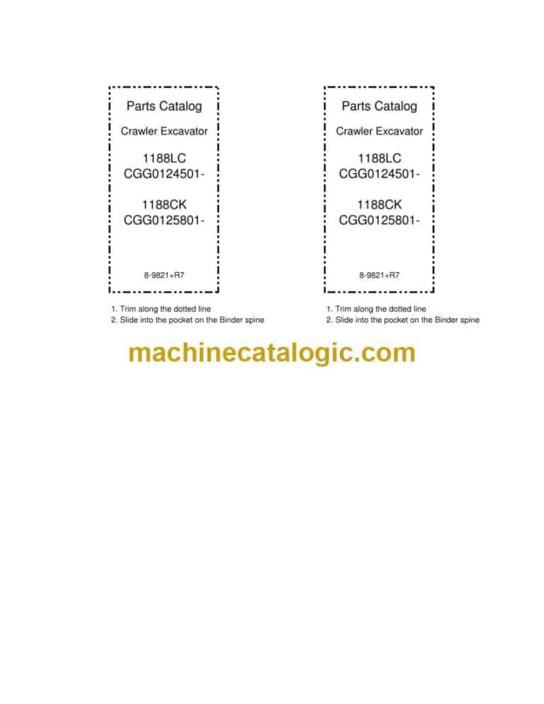 Case 1188C, 1188CK Crawler Excavator Parts Catalog (8-9821andR7)