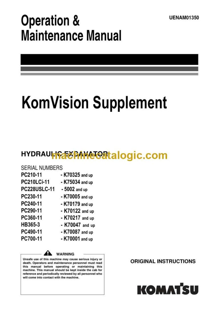 Komatsu KomVision Supplement Hydraulic Excavator Operation and Maintenance Manual (UENAM01350)